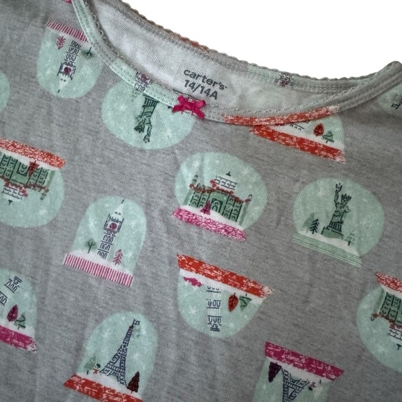 Carter’s Christmas Pajama 2PC Set Girls Youth Size 14 Paris London Europe - Picture 2 of 2